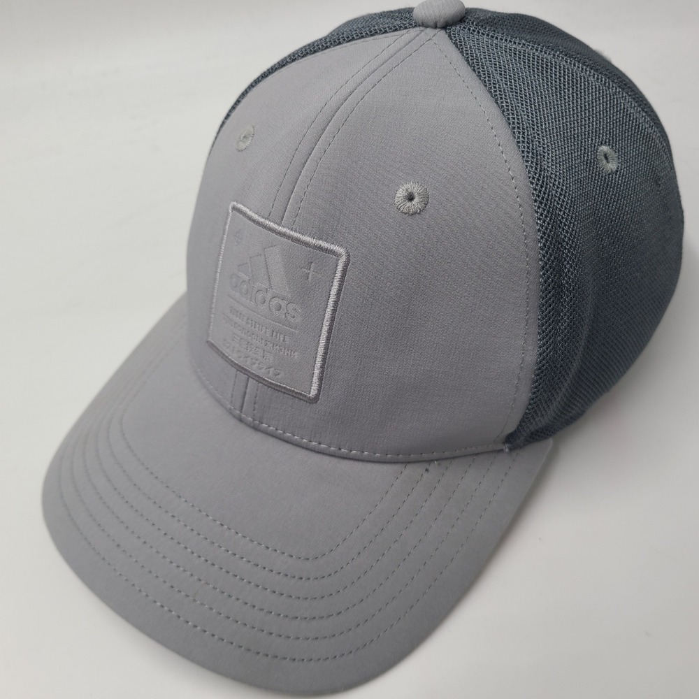 Adidas Hat Snapback Trucker Mesh Gray Climalite Three Stripe Life Logo Golf Men